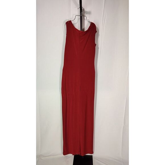Lulus Women Josie Jersey Knit Ruched Maxi Dress Rust Red X-Large - Picture 3 of 3